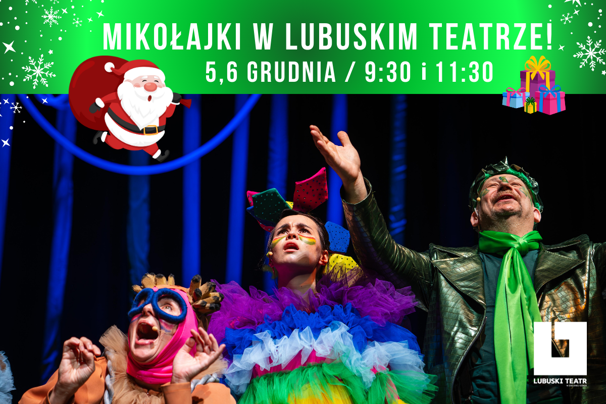 grafika promująca mikołajki w lubuskim teatrze